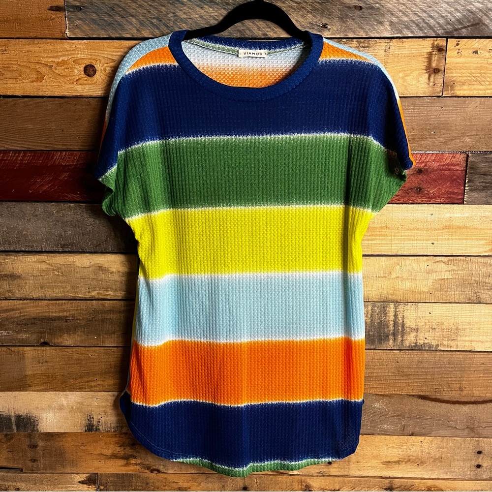 Viamor Multi Color Stripe‎ Top Size Small